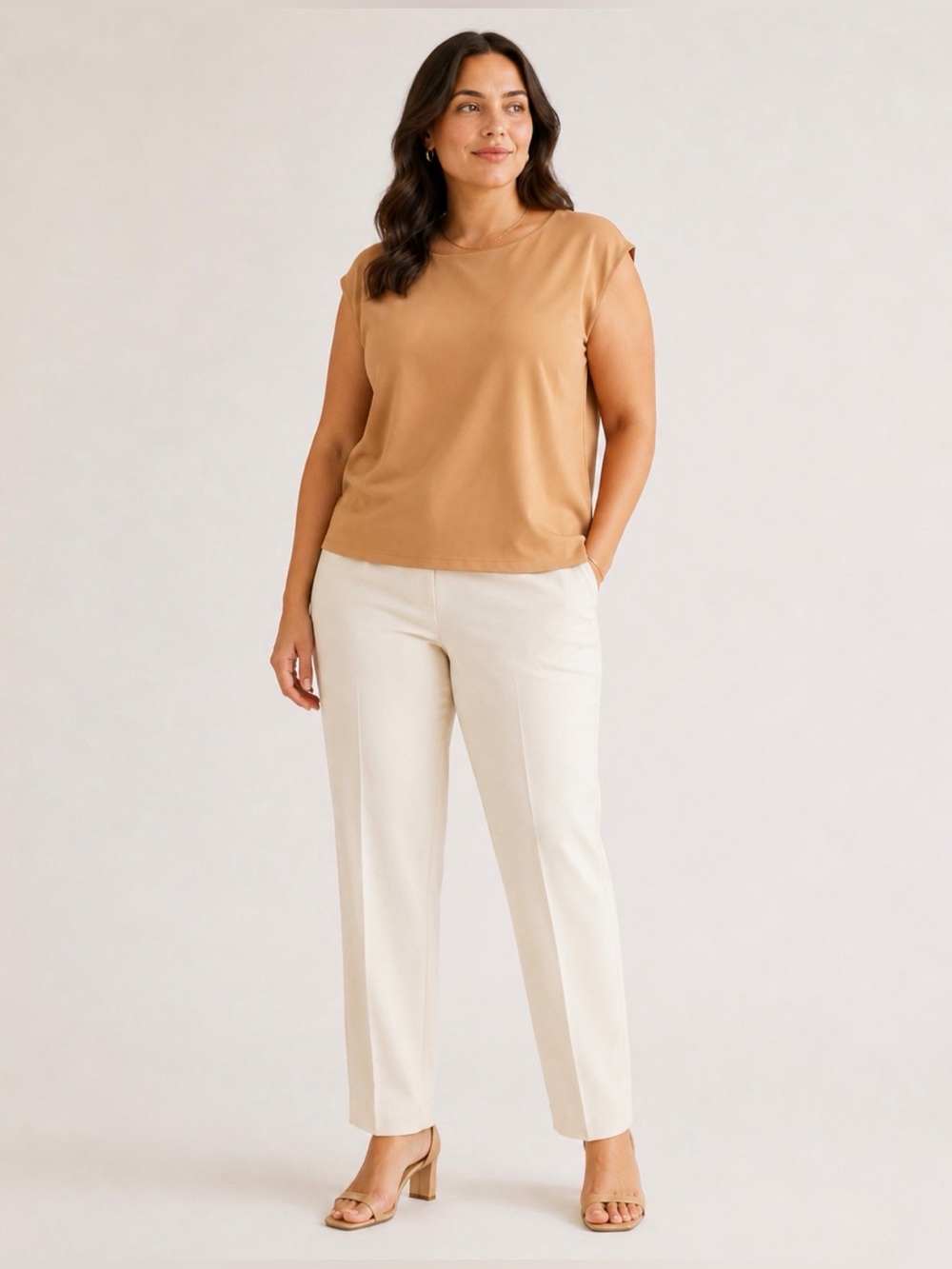 Shamask Neiman Marcus 100% Silk Camel Shell Top Size 3 NWT Fully Lined